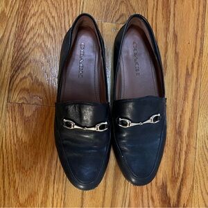 Coach Black Loafters with Gold Buckle